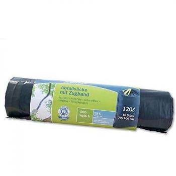 Sac poubelle 120 L avec cordon bleu/noir