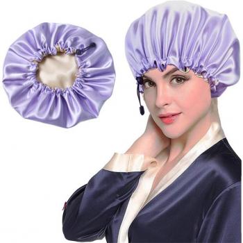 Bonnet de nuit en satin de soie, grande taille, couvre-chef pour cheveux frisés