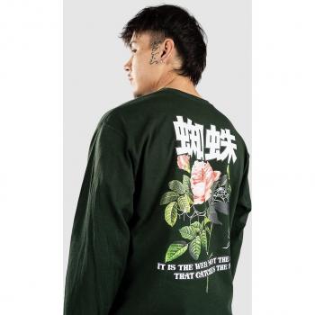 T-Shirt Verde con Motivo Spider Rose Empyre a Manica Lunga