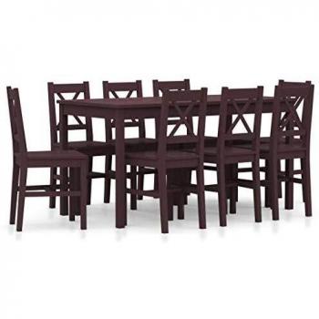 Conjunto de Comedor vidaXL Madera de Pino 7/9x Multicolor