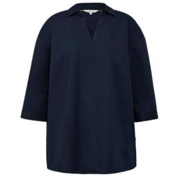 Logo-Triangel Bluse mit 3/4‑Ärmeln und aufknöpfbarem Abschluss