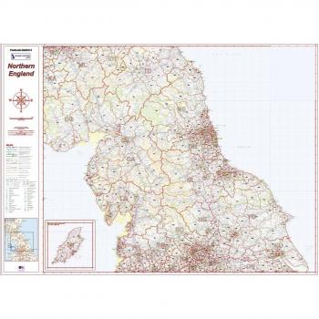 Northern England Postcode Map (Color) on Satin Photo Paper