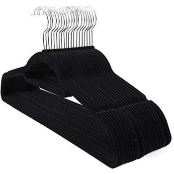 SONGMICS Velvet Hangers, Set of 20, Non-Slip, Black