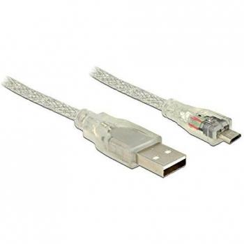 Delock 1,5m Kabel USB 2.0 Typ-A Stecker auf USB 2.0 Micro-B Stecker transparent