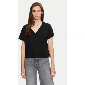 Sisley Frauen T-Shirt, Schwarz, V-Ausschnitt, Größe M