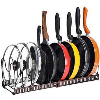 Pan and Pot Organizer Rack with 10 Adjustable Compartments