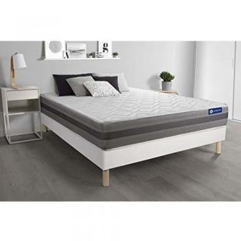 Actisom Ensemble Matelas Actilatex Relax Latex et mémoire de forme 180x200 cm – 5 zones de confort + sommier kit blanc