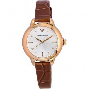 Orologio da Donna Emporio Armani AR11525, quadrante argentato, cinturino in pelle