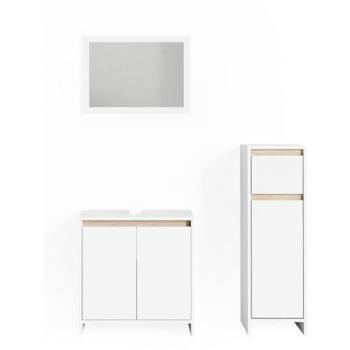 Set Mobili da Bagno Emma, Bianco/Sonoma, 3 pezzi