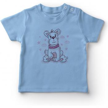 Perro Bebé Azul Sentado Angémiél Camiseta Infantil