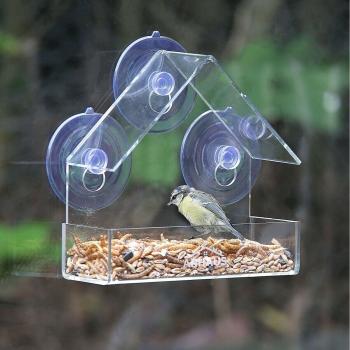 Clear Plastic Garden Bird Feeder with Suction Cups