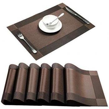 YumSur PVC Woven Vinyl Dining Table Mats Set of 6