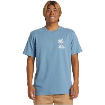 Camiseta Quiksilver Tropical Breeze en tonos celestes y diseño playero