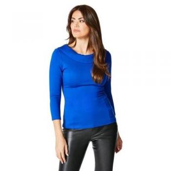 Size 12 Women's Blue Ponte Shawl Collar Top