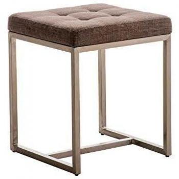Sgabello Poggiapiedi Barci in Stoffa Capitonné Imbottito Grigio Alt. 48 CM