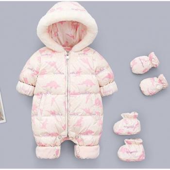 Manteau de neige pour petite fille à thème dinosaute