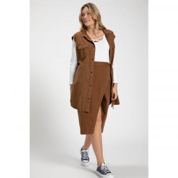 Gonna a portafoglio in cotone biologico, Donna, Marrone, Taglia: 60/62, Ulla Popken
