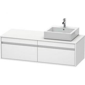 Duravit Ketho Waschtisch-Unterschrank 140x55cm, wandhängend, für Aufsatzbecken, 2 Auszüge, links, weiß matt