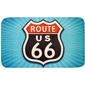 Retro Route 66 Bath Towel Mat – Polyester, Multi‑Hue, 75 × 45 cm