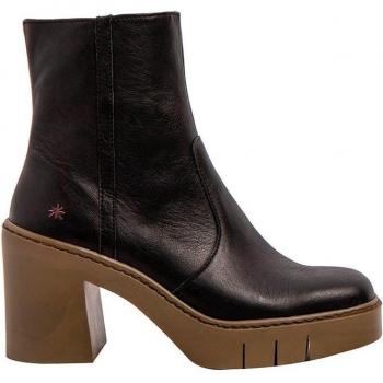 Botines de piel verde oscuro para mujer con tacón de 9cm