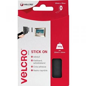 VELCRO Brand Stick On Grey Hook and Loop Tape Self Roll 20mm x 50cm. Cut-to-Length Strong and Secure Ad