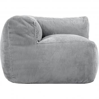 Pouf d'angle en velours côtelé gris oeko-tex