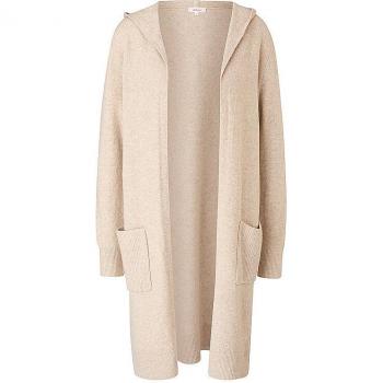 S.Oliver Strickjacke Long-Cardigan mit Kapuze Rippblende
