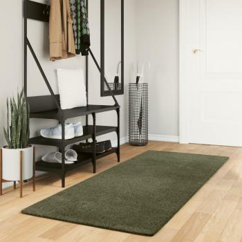 VidaXL Tapis à poils courts doux et lavable vert forêt 80x200 cm 375091