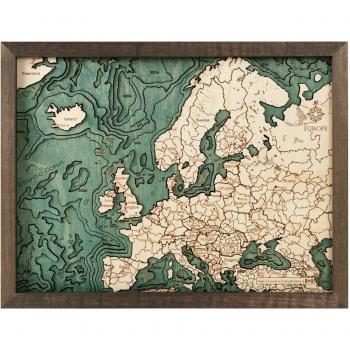 Cornice Europea S: Mappa 3D in legno, colori vivaci – 41×6×31 cm