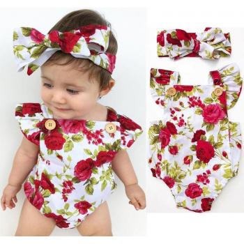 Floral O-Neck Romper for Newborn Girls