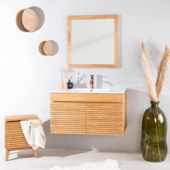Mueble baño de teca y cerámica l 90 cm Wanda Collection