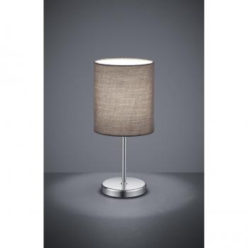Chrom Tischlampe Jerry mit grauem Lampenschirm Ø13 cm