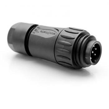 Conector de cable macho Ecomate 6+PE Amphenol recto, dorado, color negro