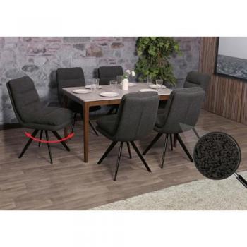 Grupo de 6 Sillas de Cocina HWC-G66 – Posición Auto, Textil Bouclé, Gris