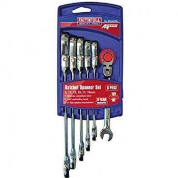 FAITHFULL 6 PCE RATCHET COMBI SPANNER SET