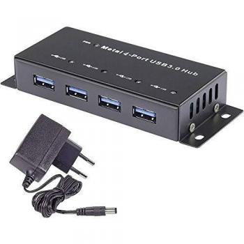 Renkforce USB 3.2 Gen 1 Hub 4 Ports Wandmontage Schwarz