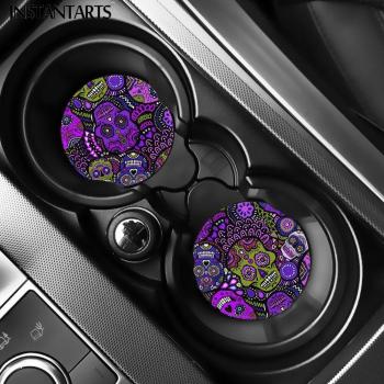 Gothic Sugar Skull Anti-Dirt Drink Cup Mats for Cars