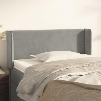 Testiera in tessuto vellutato grigio chiaro, 83x16x78/88 cm