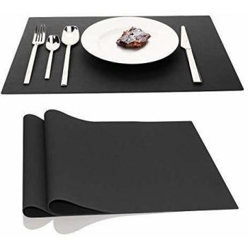 AINIMI Silicone Dining Mats, 17.7x12.6 Inches, Set of 2 (Black)