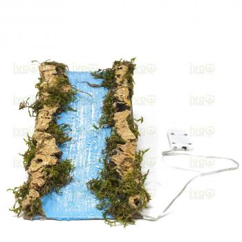 Tranche de Rivière Lumineuse – 10x22 cm – Bois, Liège et Mousse – Éclairage LED (Pile)