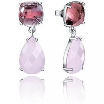 Pendientes Viceroy de Plata con Dos Piedras Rosa