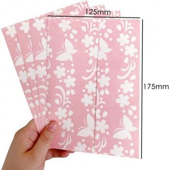 Enveloppes cartonnées pour vœux, imprimé rose et fleurs Sakura