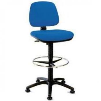 Medium Back Draughter Chair with Gas Lift and 5-Star Base in Blue Fabric