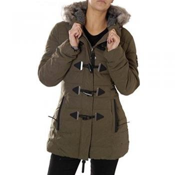Superdry Cappotto Donna con Piuma, Colore Kaki, XS