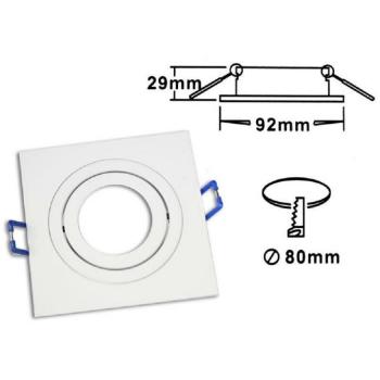 Acier spot encastré GU10 carré, douille de lampe P3 blanche