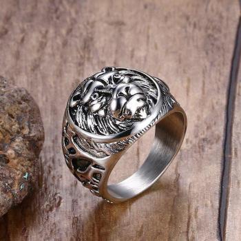 Gothic Biker Men's Lion Head Ring