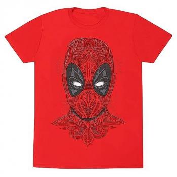 Camiseta de Manga Corta Rojo Deadpool Estilo Tatuaje Talla L