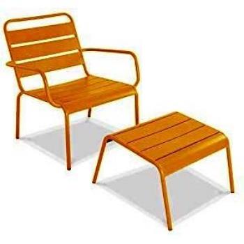 Poltrona Relax in Metallo Giallo con Poggiapiedi