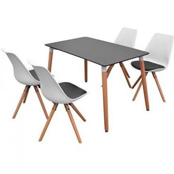 Kit repas noir blanc : table + 4 chaises – vidaXL