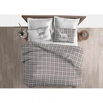 Copripiumino Cotone Flanella Pensieri Delicati Tartan Cervo Beige